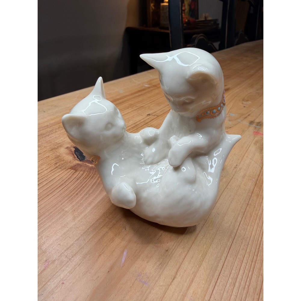 Lenox China Jewels Collection Playful Kittens Porcelain Figurine 24k Gold 1995